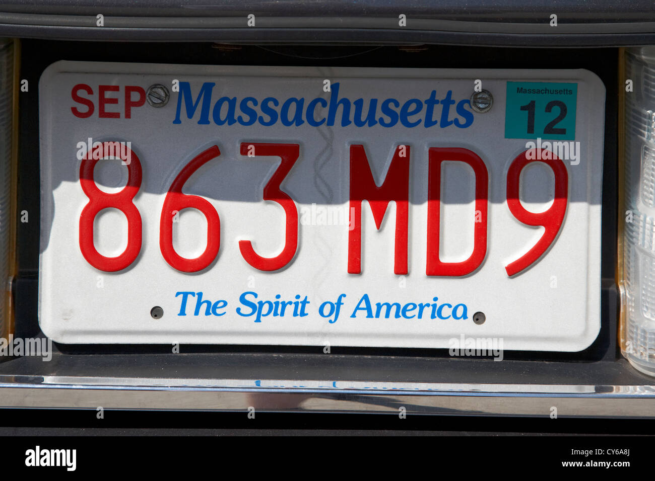 Le Massachusetts esprit de l'Amérique us usa de la plaque d'immatriculation Banque D'Images