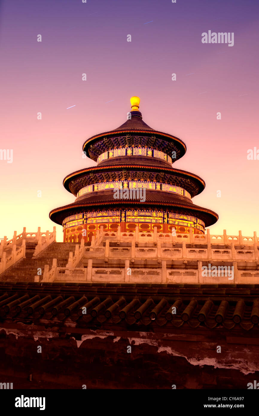 Vue nocturne de Temple du ciel de Pékin, Chine Banque D'Images