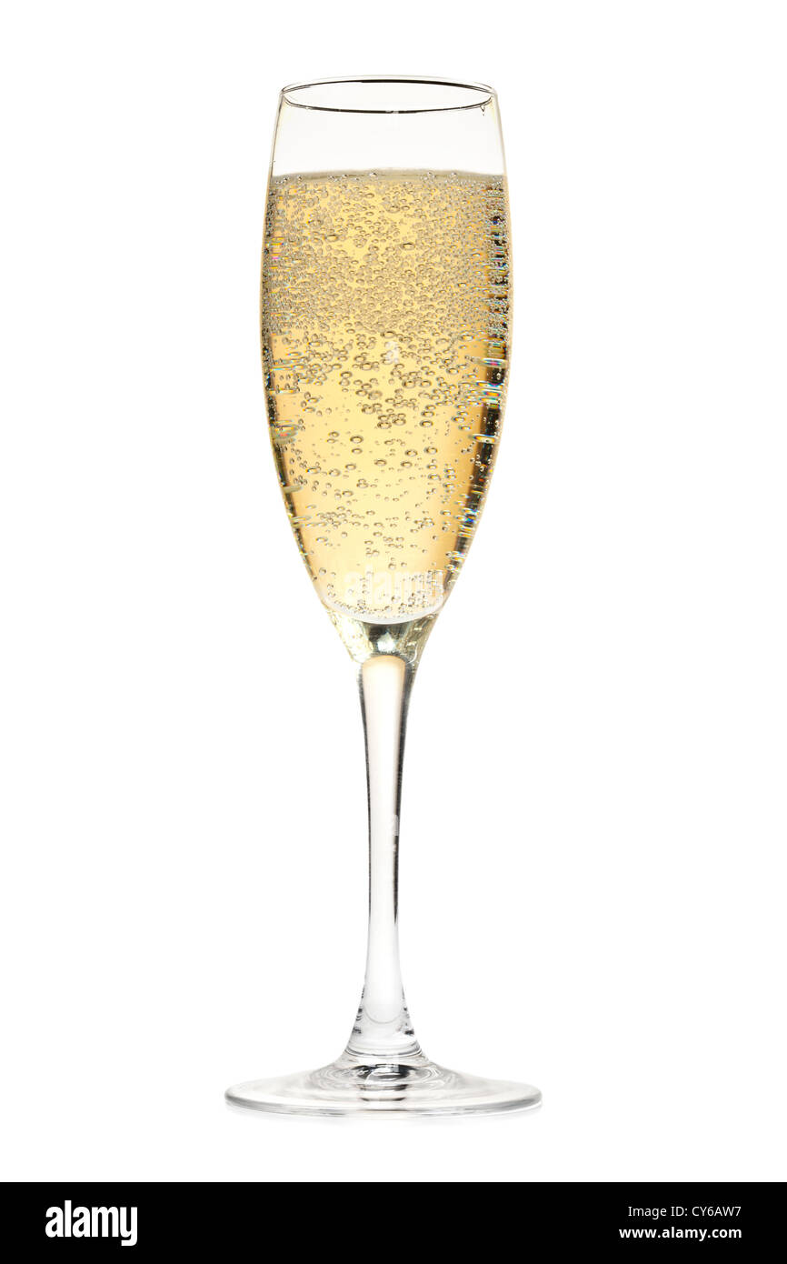 Le verre à champagne. Isolé sur fond blanc Banque D'Images