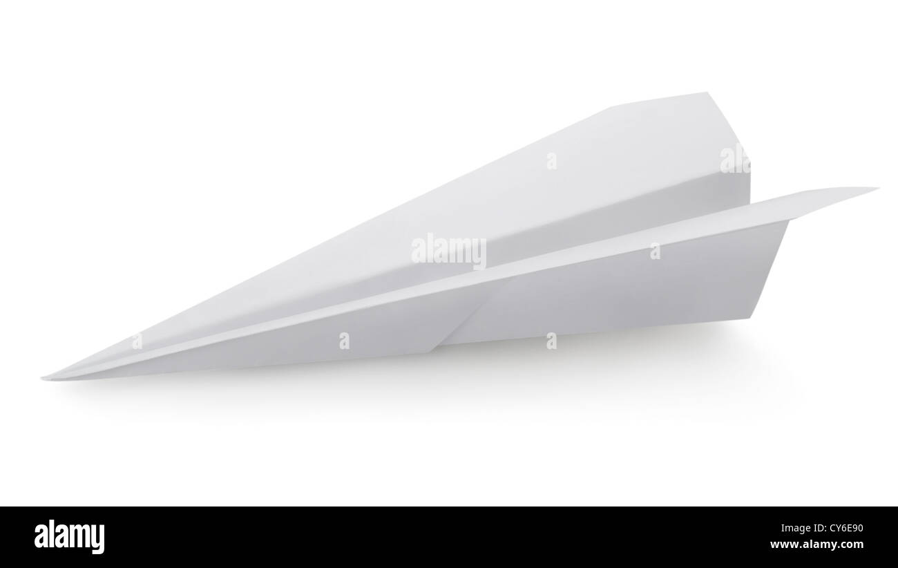 Avion fait d'un document isolé sur un fond blanc. Clipping Path Banque D'Images
