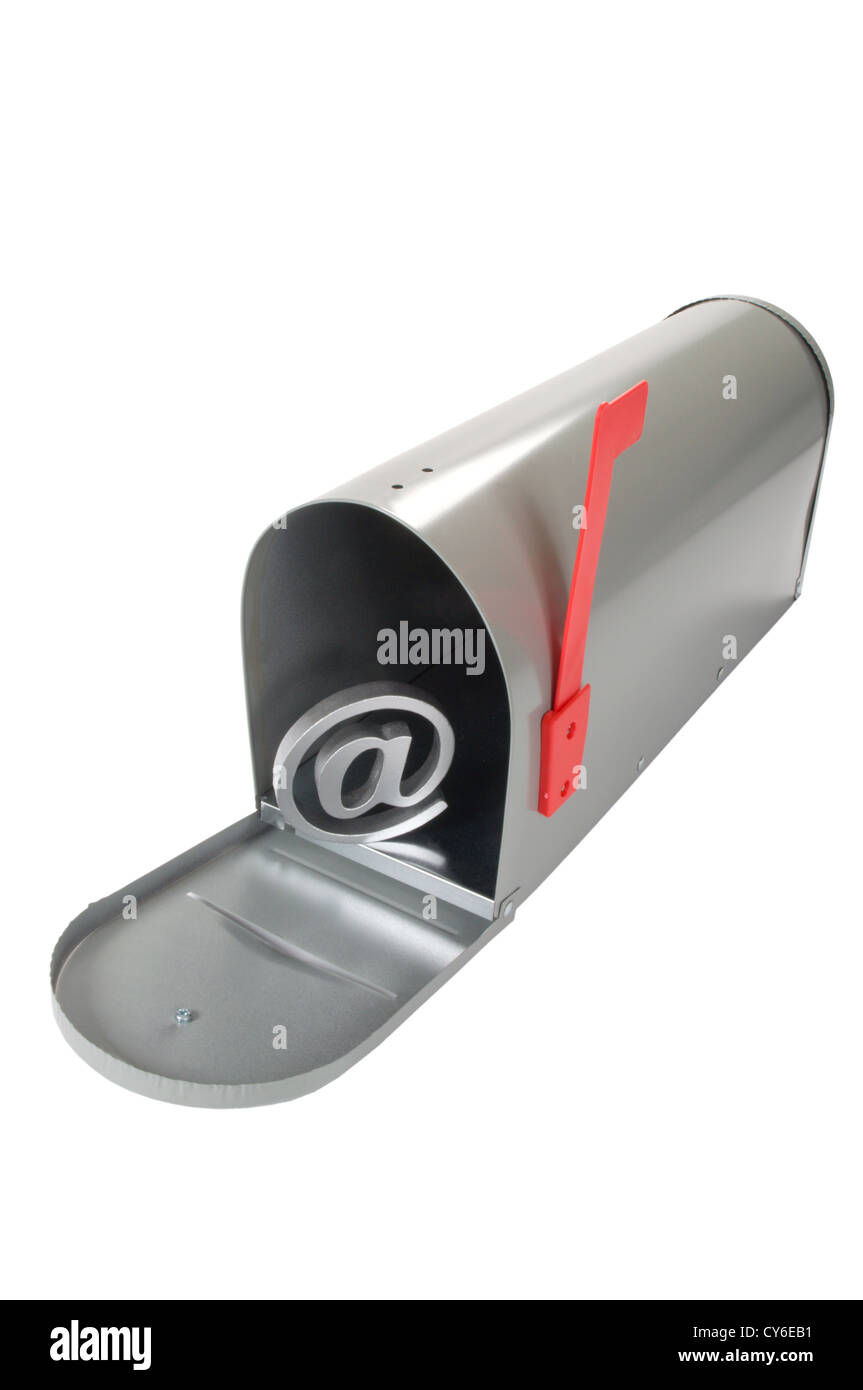 Mail box avec signe arobase Banque D'Images