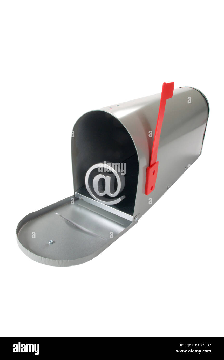 Mail box avec signe arobase Banque D'Images