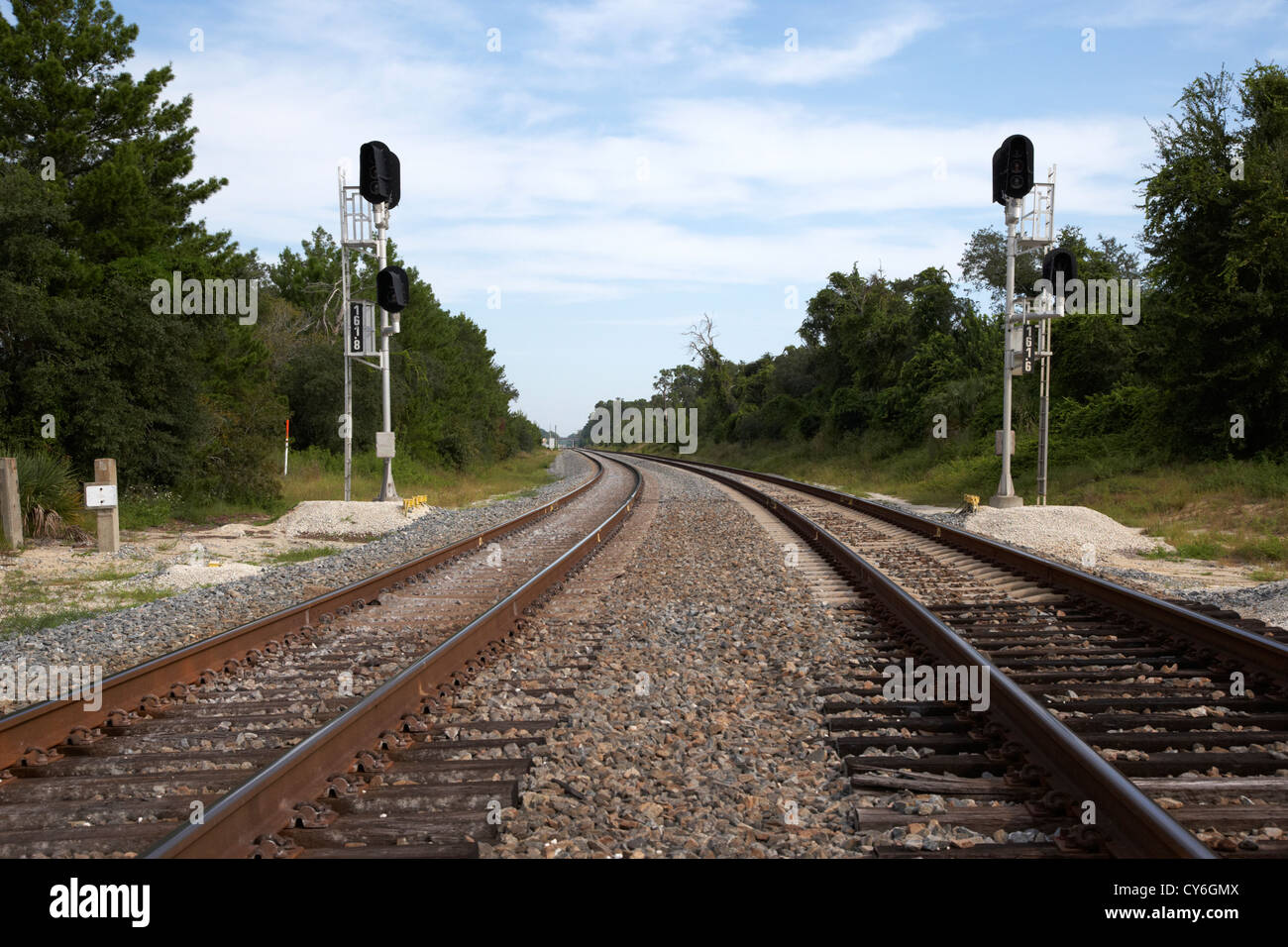 La double voie ferrée railroad florida usa Banque D'Images