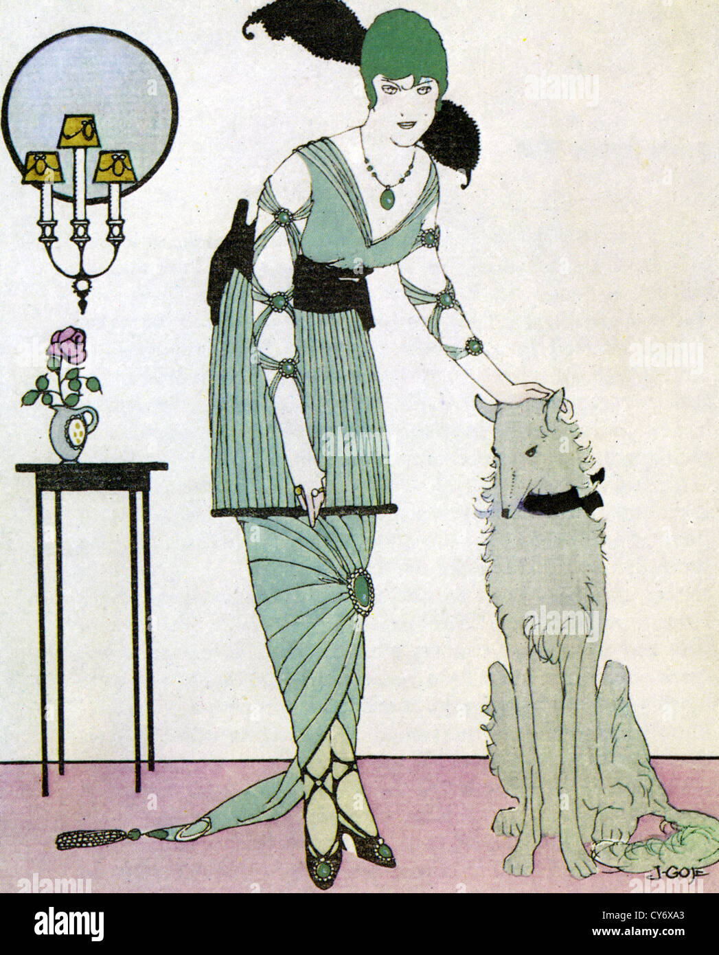 La MODE DES FEMMES Une robe du soir de la Gazette du Bon Ton en 1914 Banque D'Images