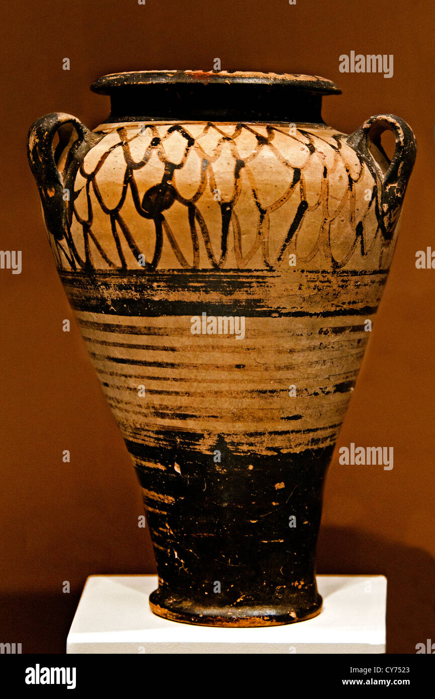 Pot en terre cuite pithoid Mycènes Mycènes Fin de l'âge du bronze 13e siècle avant J.-C. La Grèce Grec Banque D'Images