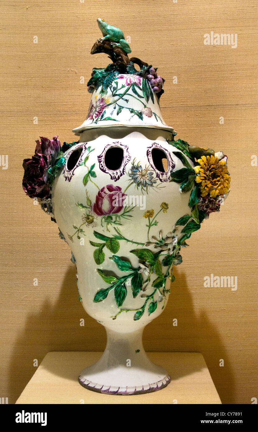Pot-pourri Ancien En Verre Et étain - Décoration Vintage - Occasion En Bon état