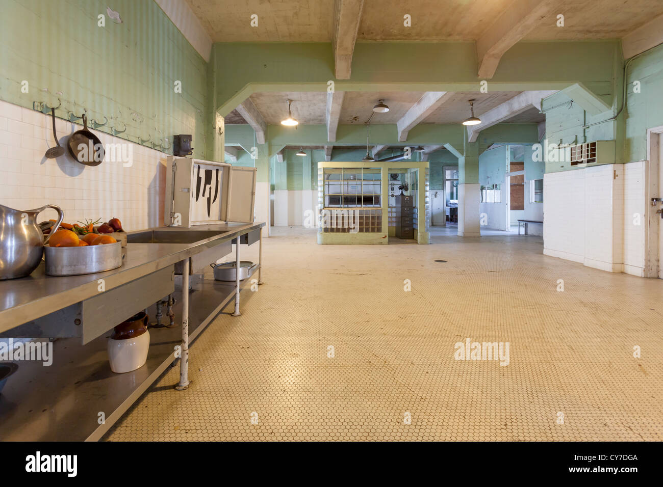 Vue d'Alcatraz prison fédérale cuisine. Banque D'Images