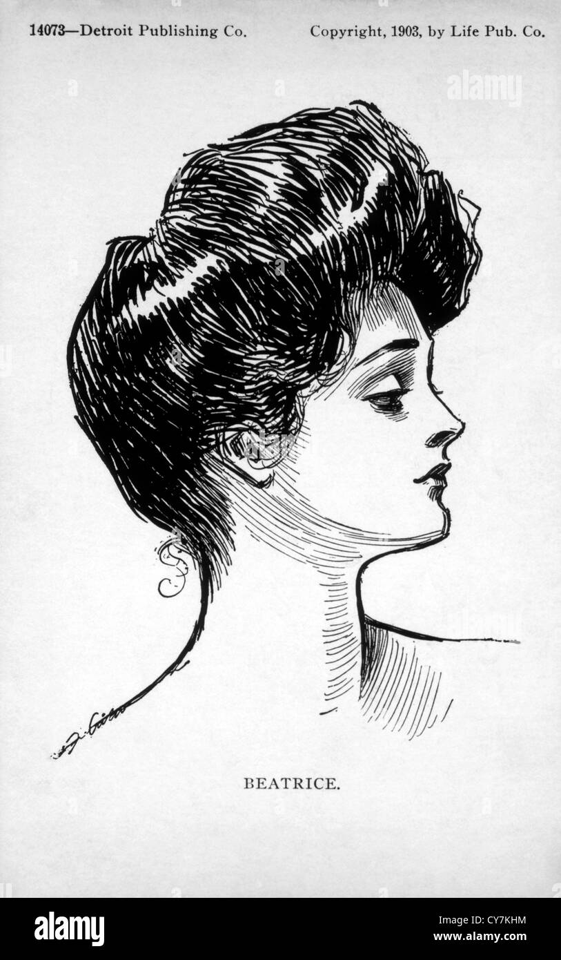 Gibson Girl, Beatrice, Portrait, dessin de Charles Dana Gibson, vers 1903 Banque D'Images