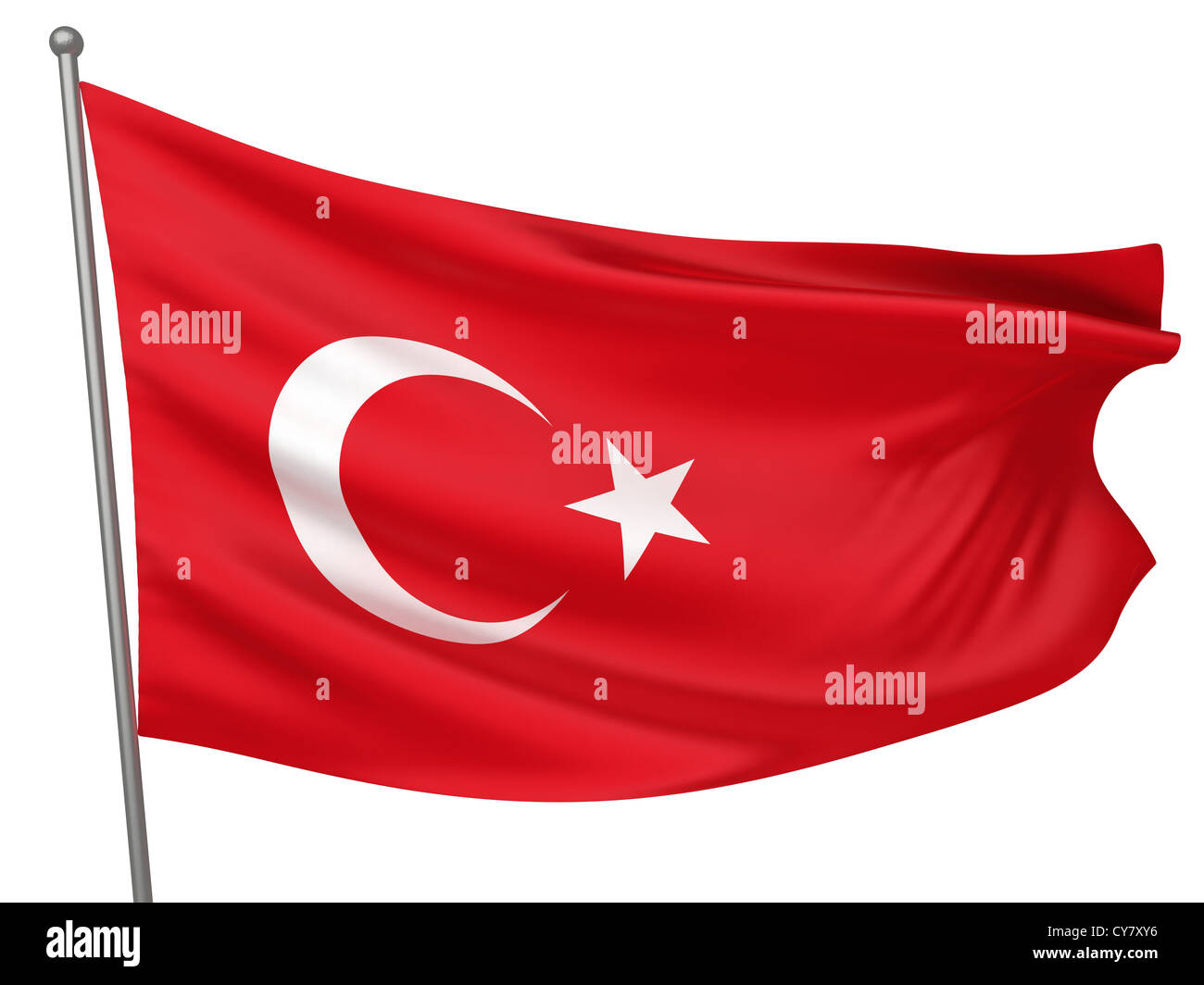 La Turquie Drapeau National - Tous les pays - Collection Droit isolé Banque D'Images
