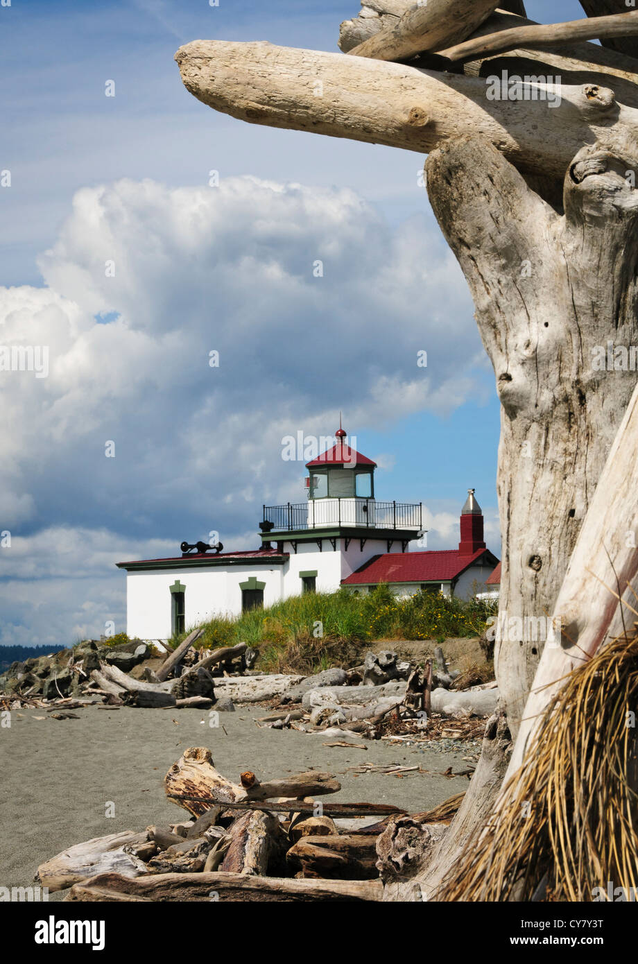 Le phare de West Point, Discovery Park, Seattle, Washington. Banque D'Images