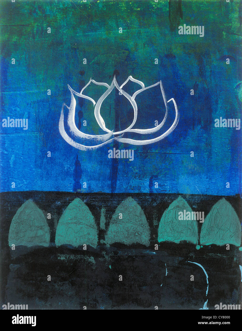 Fleur de lotus peinture abstraite. Banque D'Images