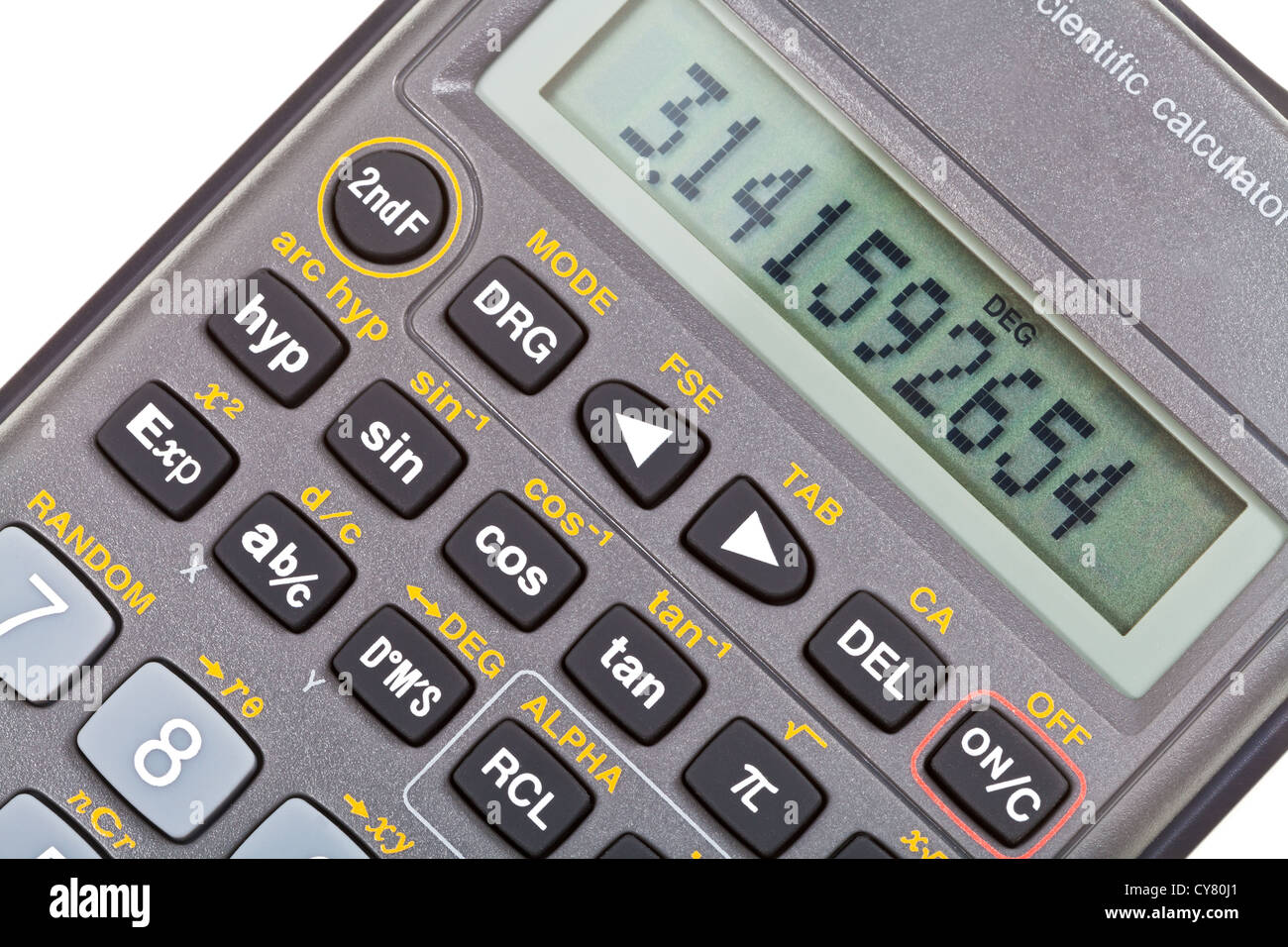 Affichage de la calculatrice scientifique avec fonctions mathématiques  close up Photo Stock - Alamy