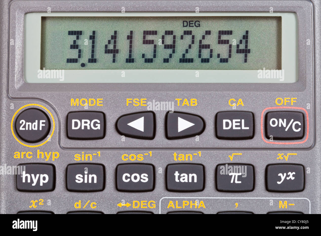 Nombre pi sur l'écran d'une calculatrice scientifique avec fonctions  mathématiques close up Photo Stock - Alamy