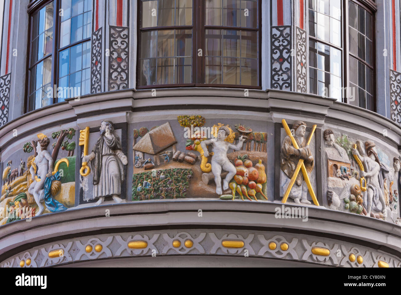 JUTTY CÉLÈBRE DE LA PHARMACIE, construit 1606, GERAER MARKT, marché, à Gera, en Thuringe, Allemagne Banque D'Images