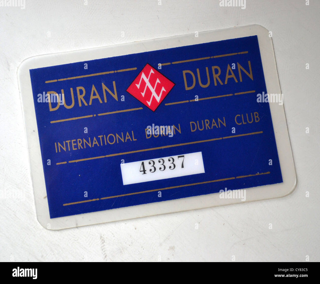 Une carte de membre pour le fan club de Duran Duran Banque D'Images