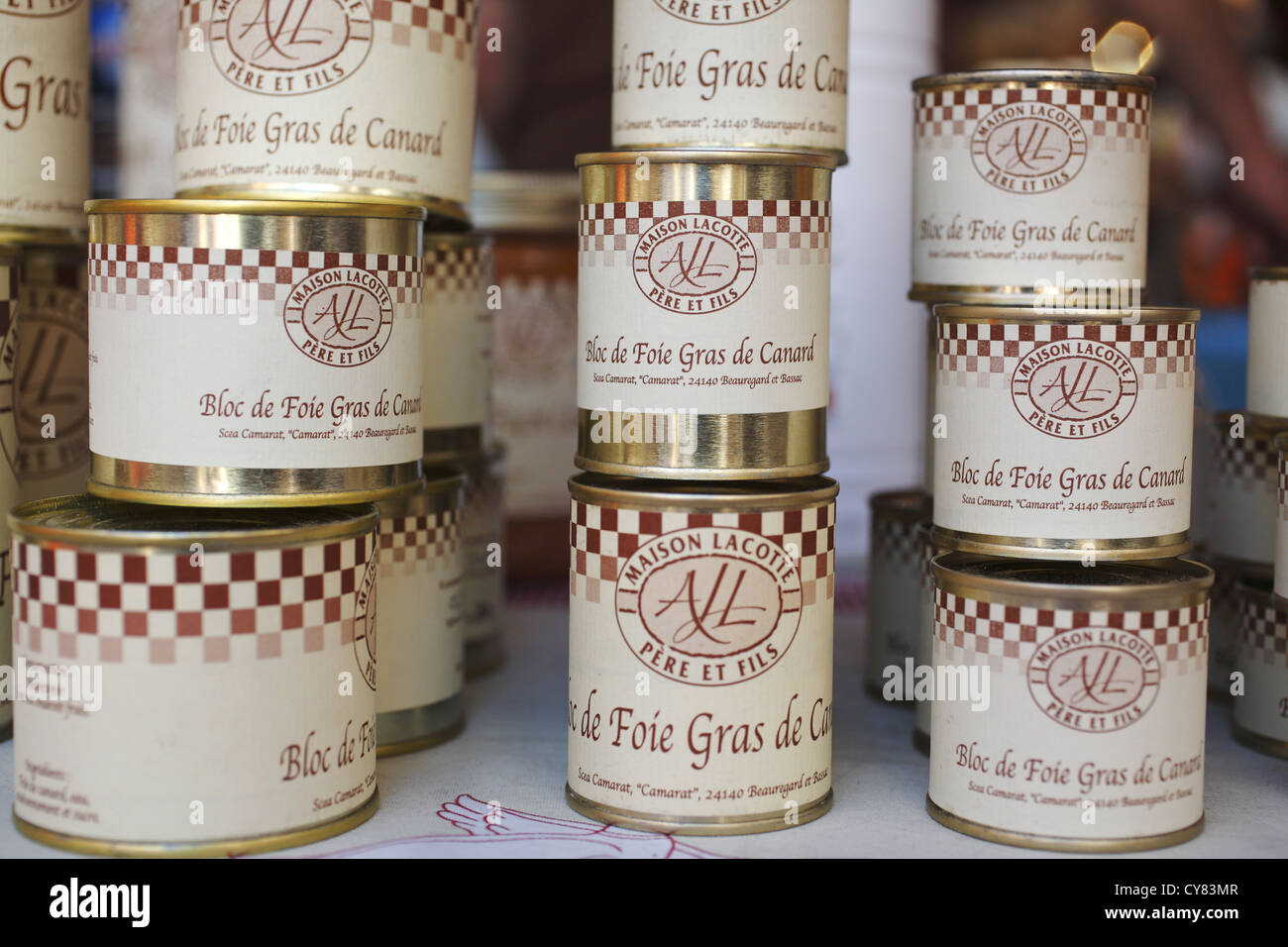 Sélection de foie gras français, Dordogne, France Banque D'Images