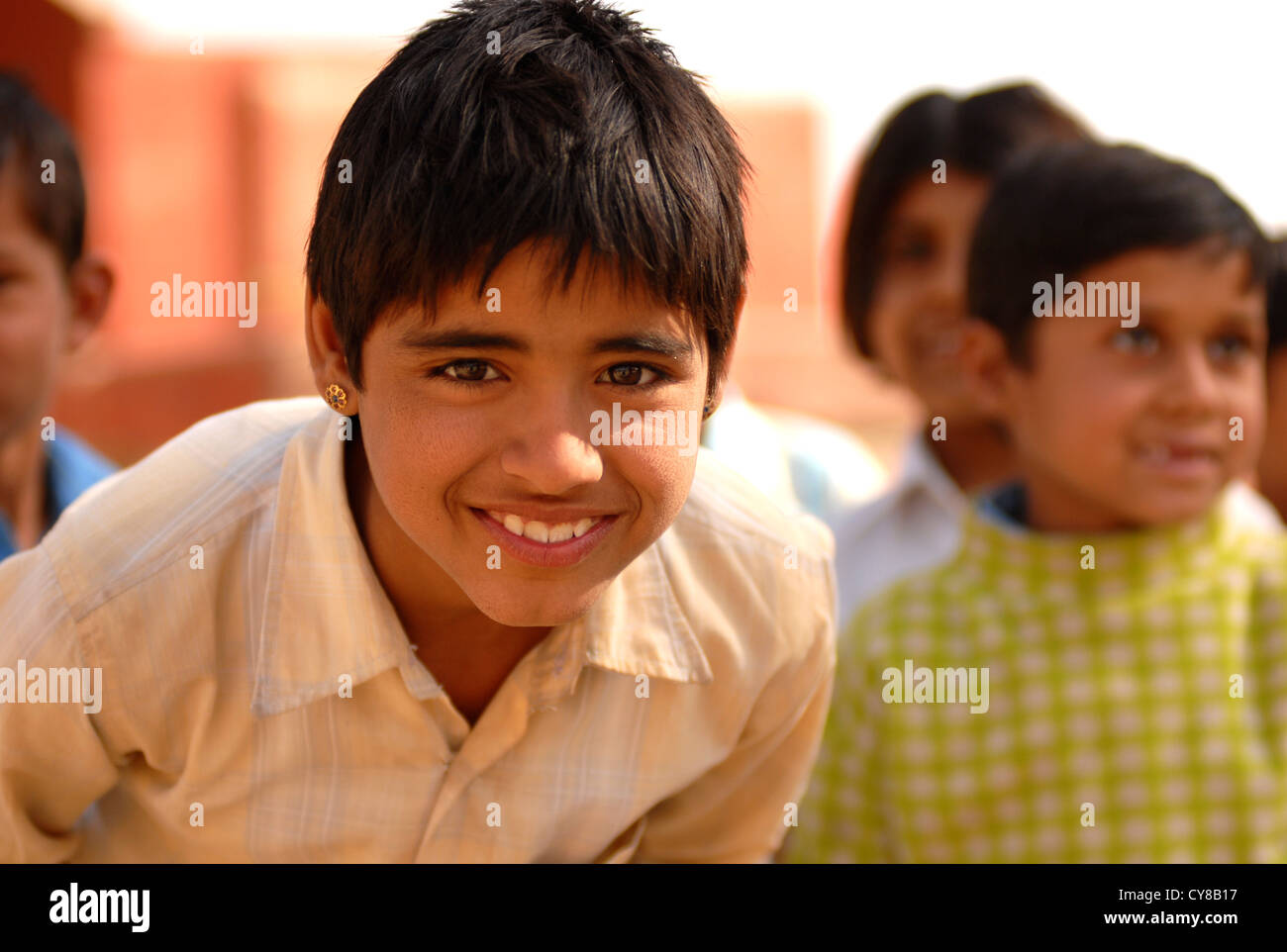 Portrait des enfants ruraux indiens Banque D'Images