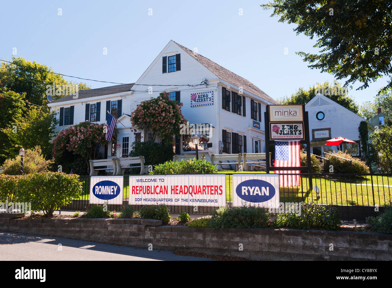 Le quartier général du parti républicain à Kennebunkport, Maine, pour l'élection présidentielle de 2012. Banque D'Images