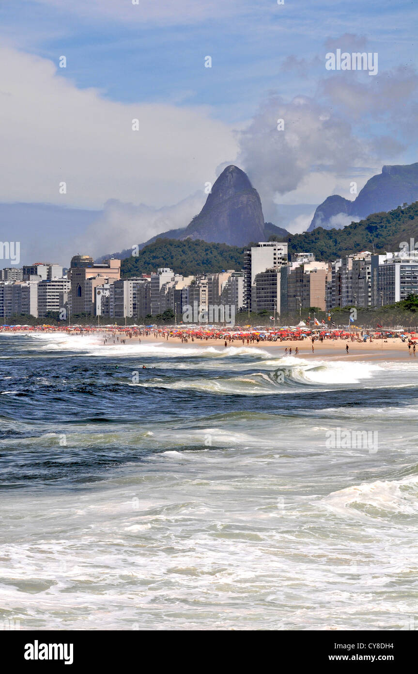 La plage de Copacabana Rio de Janeiro Brésil Banque D'Images