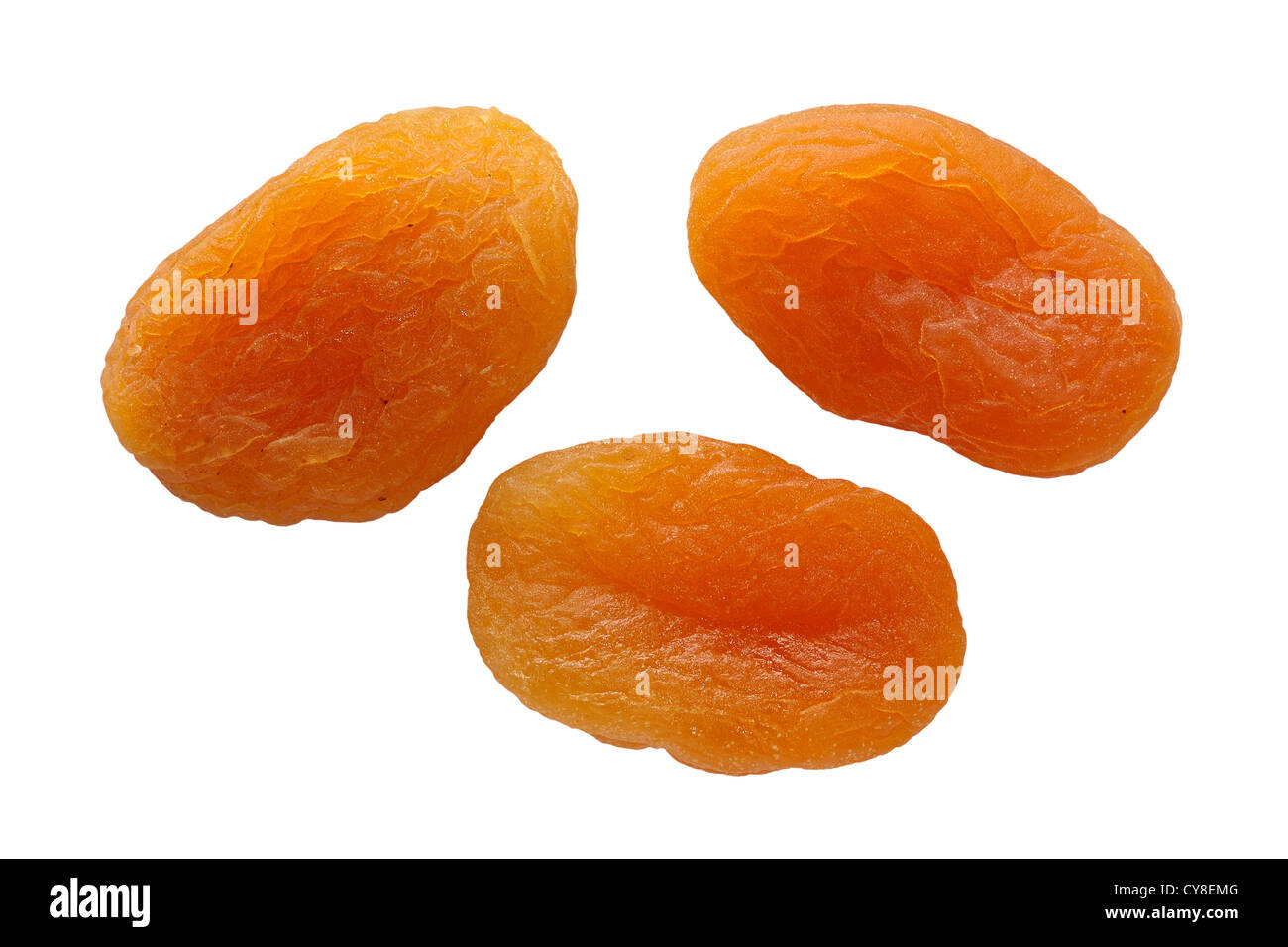 Trois Abricots secs Banque D'Images
