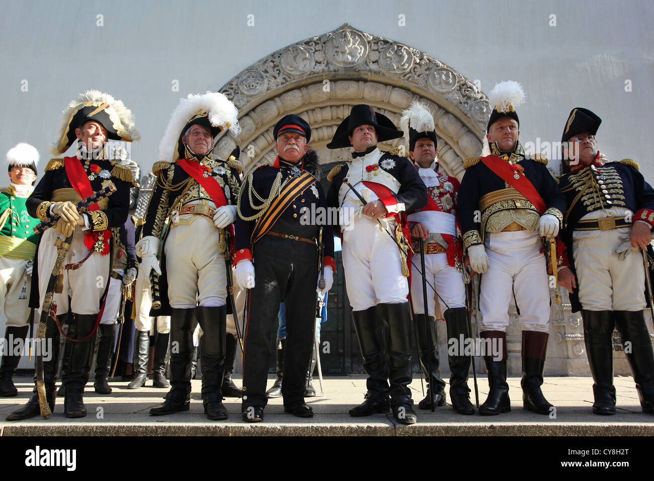 Napoléon Ier de Prusse et à d'autres maréchaux français au 199. anniversaire de la Bataille des nations à Leipzig, Allemagne, 1813 Banque D'Images