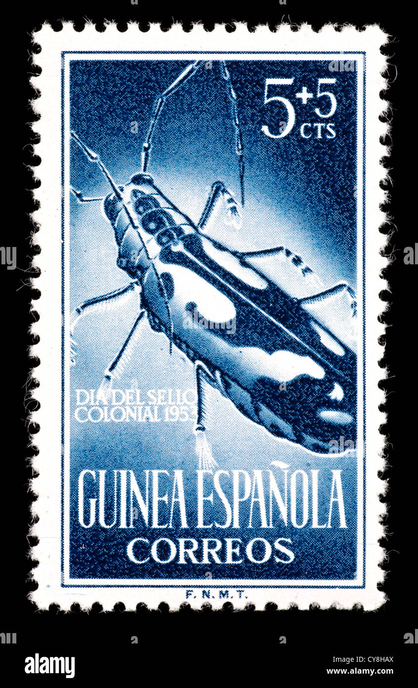 Timbre-poste de l'espagnol de la Guinée (Guinée équatoriale) représentant  une coccinelle (Tragocephala nobilis), émis pour Journée du timbre Colonial  Photo Stock - Alamy