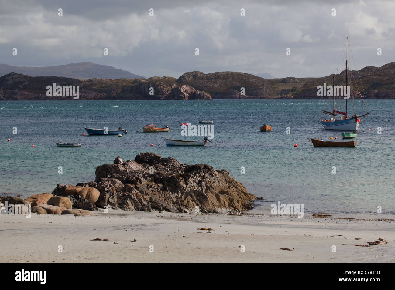 À partir de Port Ronain, Iona, à travers le son d'Iona. Hébrides intérieures, côte ouest de l'Écosse. Banque D'Images