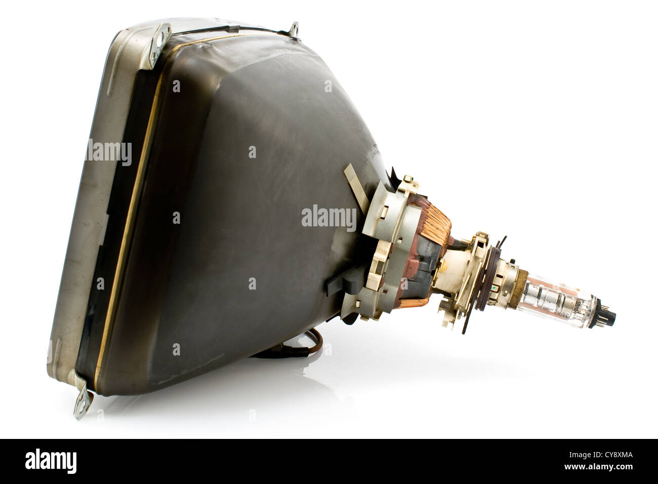 Retour de l'ancien téléviseur tube cathodique isolated on white Banque D'Images