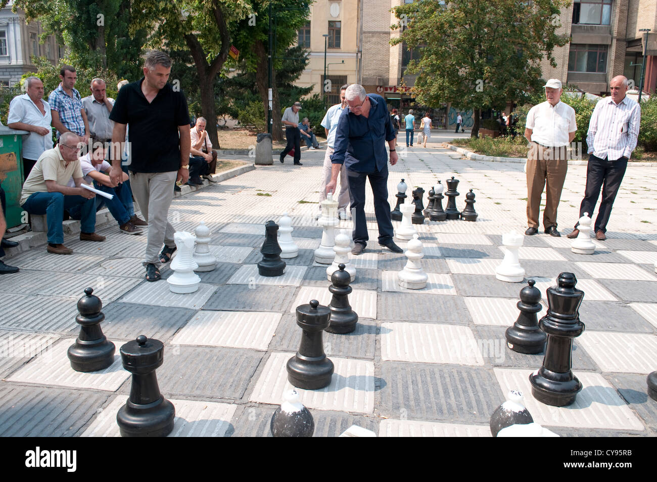 Jeu d'échecs, Place de la libération, Sarajevo, Bosnie et Herzégovine Banque D'Images