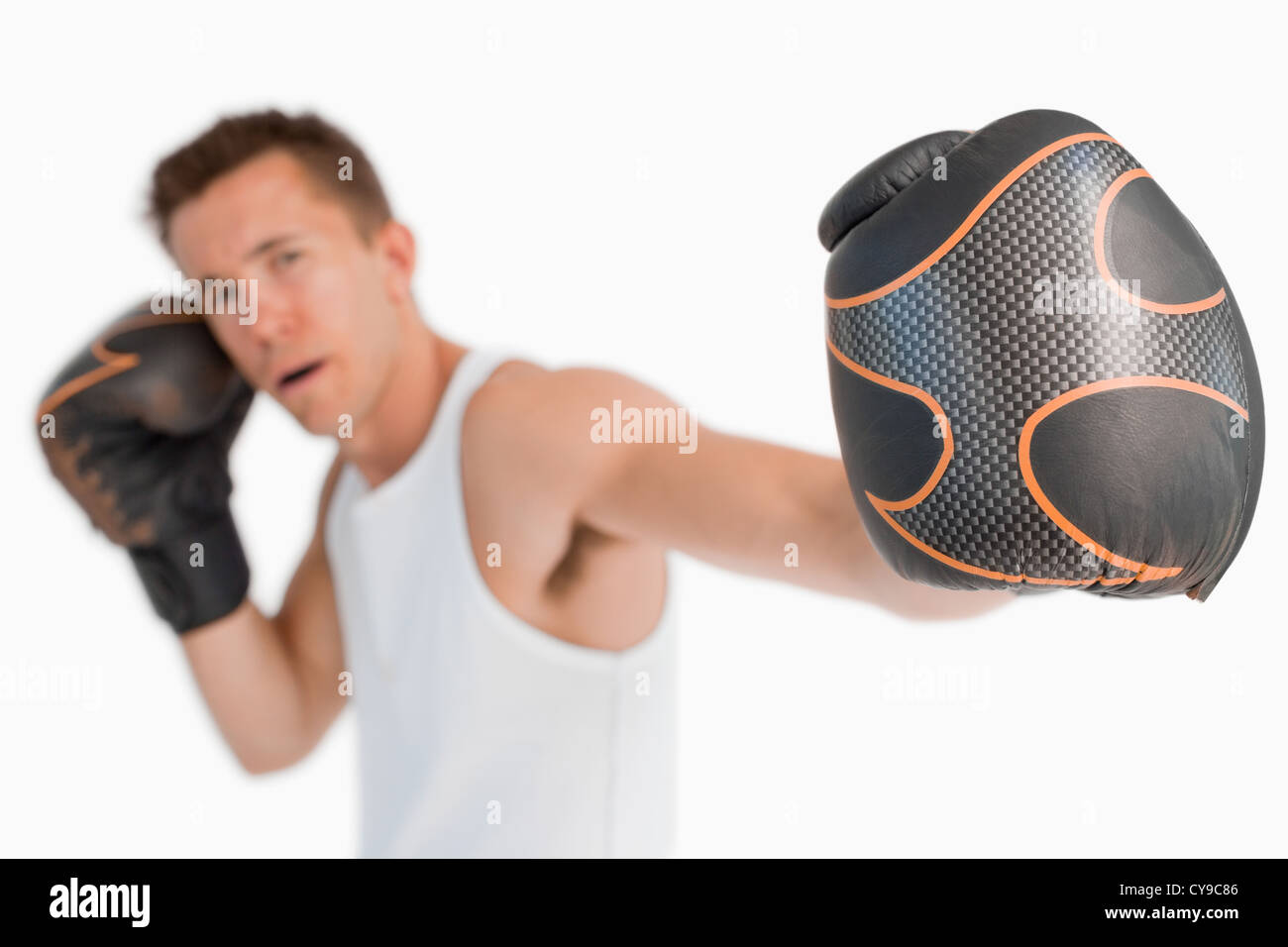 Poing d'attaquer boxer Banque D'Images