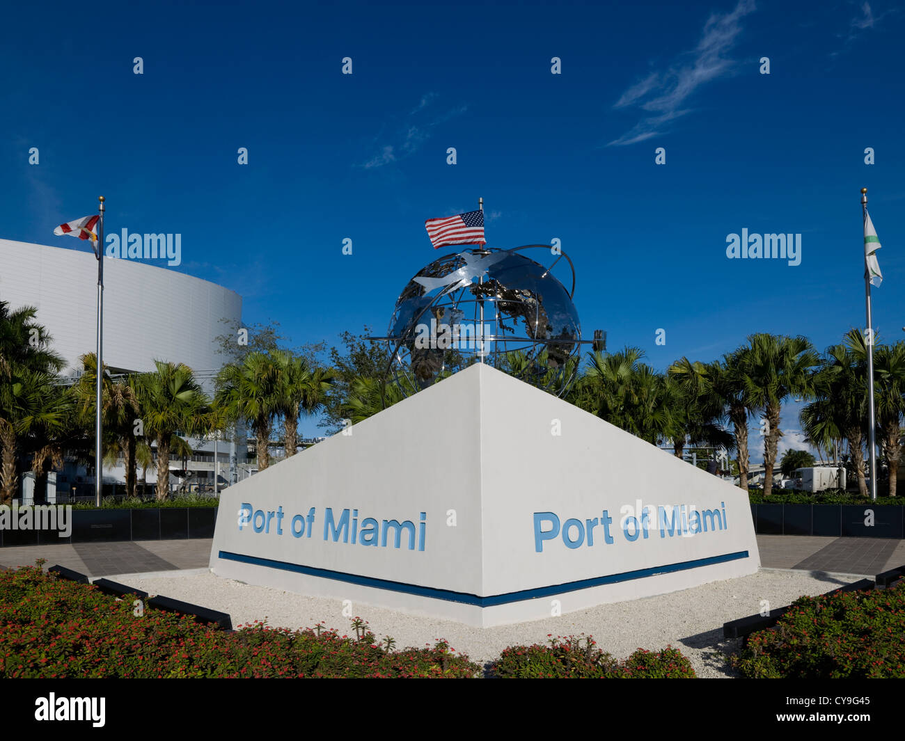 Entrée du port de Miami Biscayne Boulevard Miami Beach en Floride, aux États-Unis. Banque D'Images
