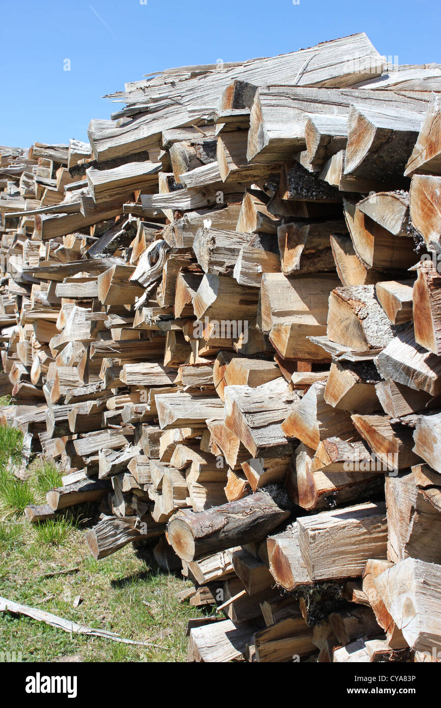 Pile de bois de chauffage coupé Banque D'Images