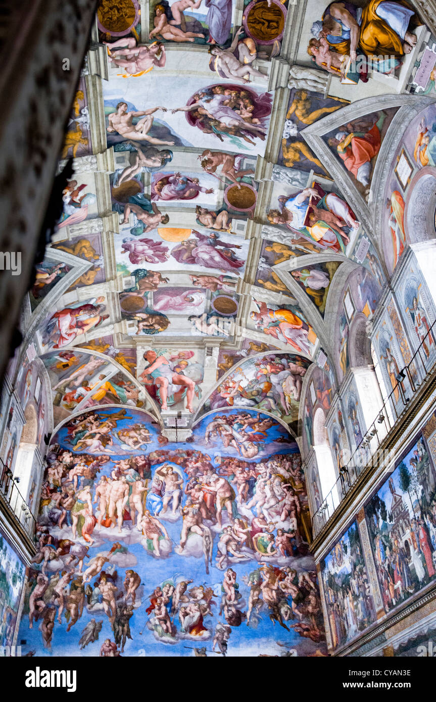 Chapelle Sixtine (1508-10 et 1535-41), Michelangelo Buonarroti (1475-1564), CITÉ DU VATICAN, ROME Banque D'Images