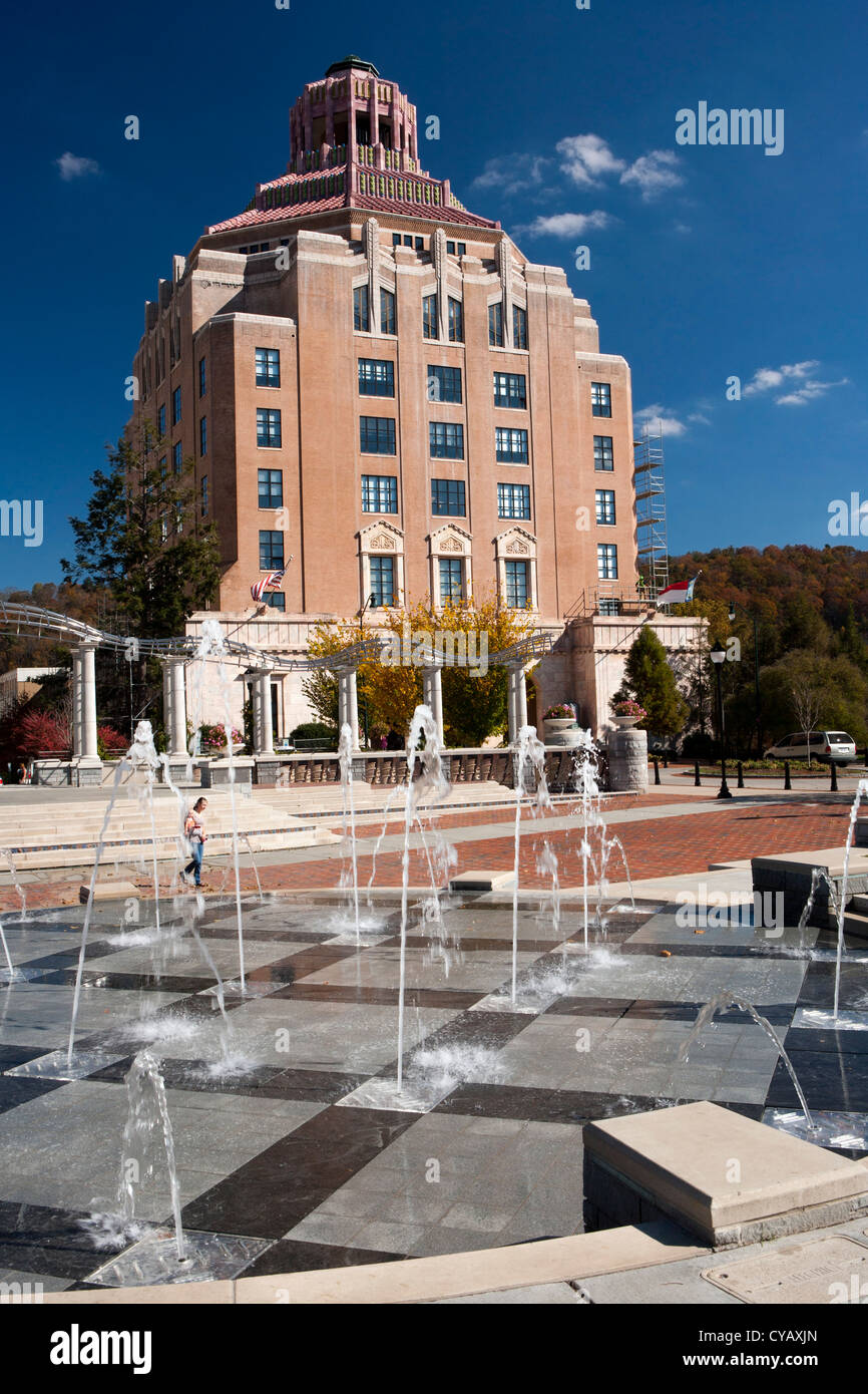 Asheville City Hall - Pack Square - Asheville, Caroline du Nord USA Banque D'Images