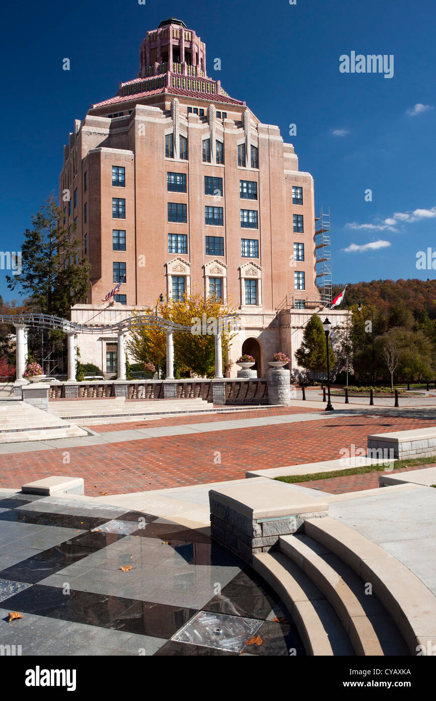 Asheville City Hall - Pack Square - Asheville, Caroline du Nord USA Banque D'Images