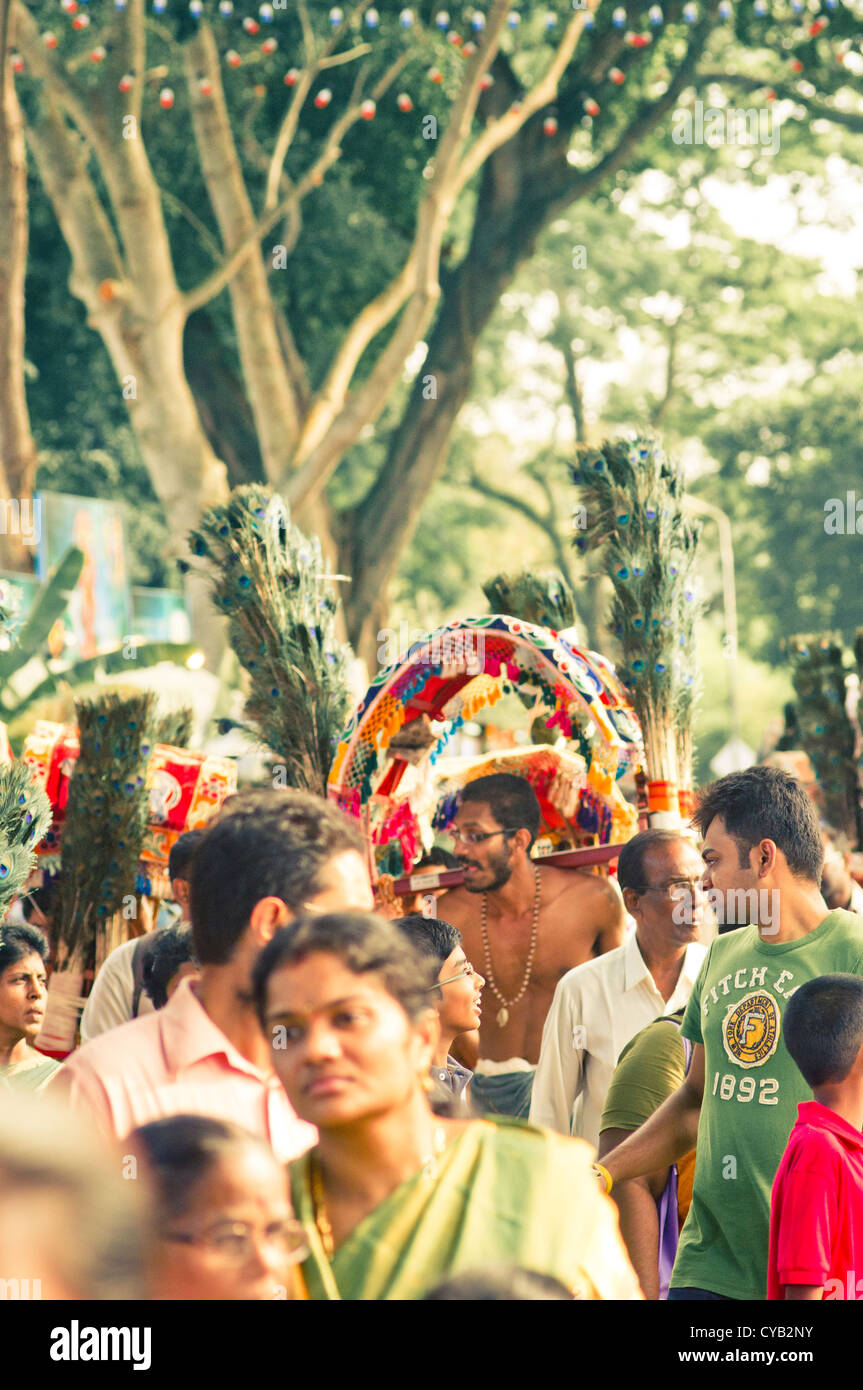 Festival Thaipusam, fête des hindous à Penang, Malaisie 2011. Banque D'Images