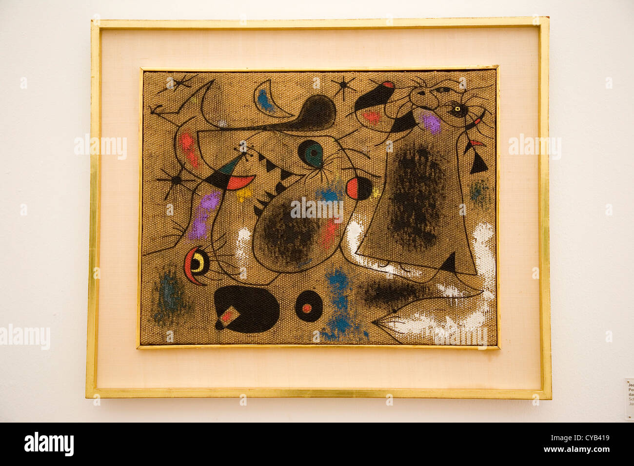 L'Europe, Suisse, Zurich, Kunsthaus, musée d'art, la peinture de Joan miro, personnages et oiseaux dans la nuit, 1939 Banque D'Images