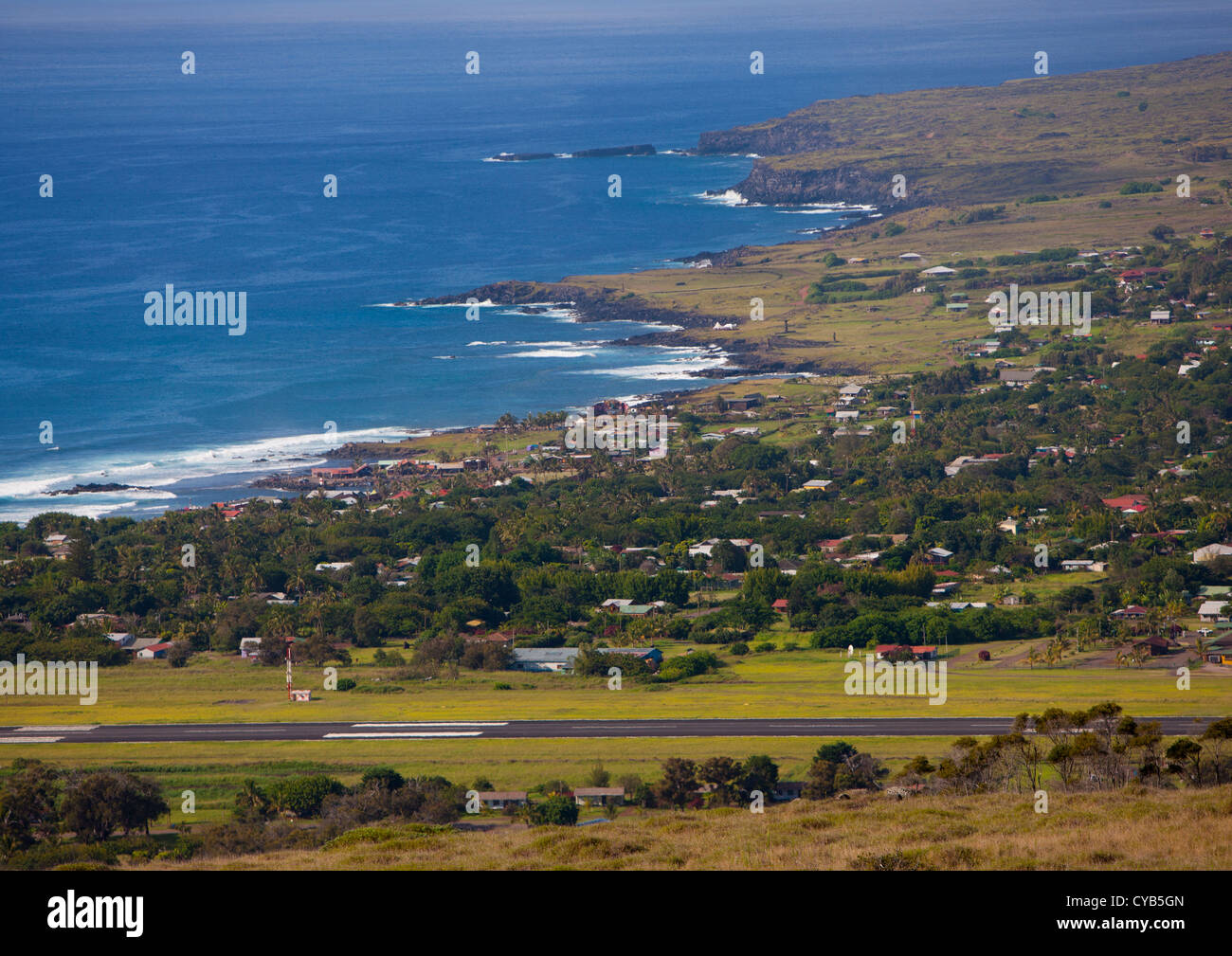 Panorama de Hanga Roa, l'île de Pâques, Chili Banque D'Images