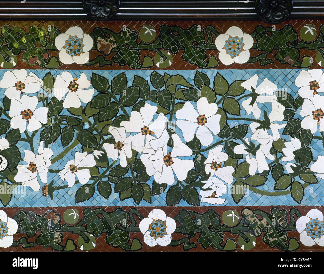 L'Espagne. Barcelone. Fonda España. Frise mosaïque émaillée. Détail. Banque D'Images