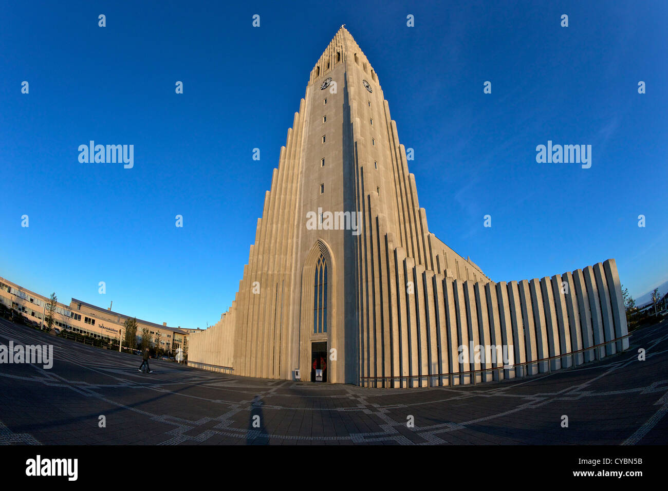Léglise Hallgrimskirkja Ou Cathédrale Au Coucher Du Soleil