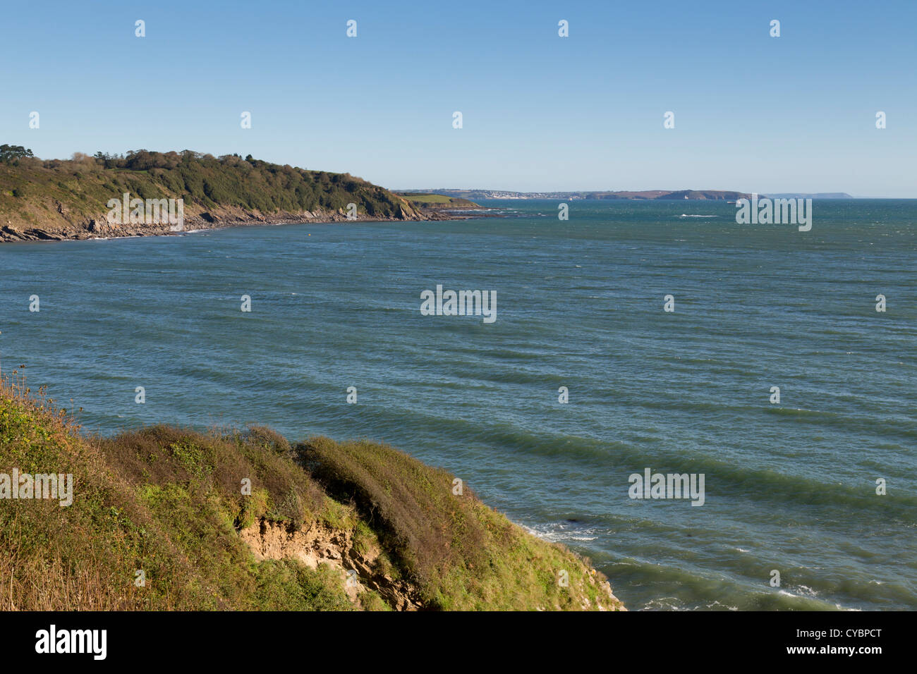 Dennis tête ; vue sur la mer, Cornwall, UK Banque D'Images