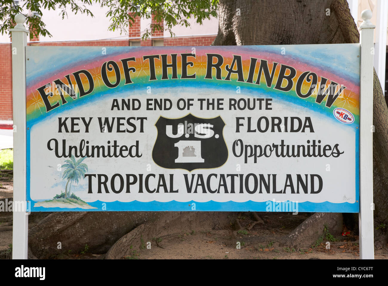 Fin de l'arc en ciel signe us route 1 key west florida usa Banque D'Images