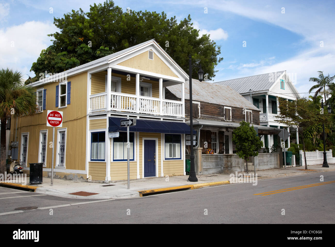Key West typique des bâtiments historiques en bois Whitehead street key west florida usa Banque D'Images