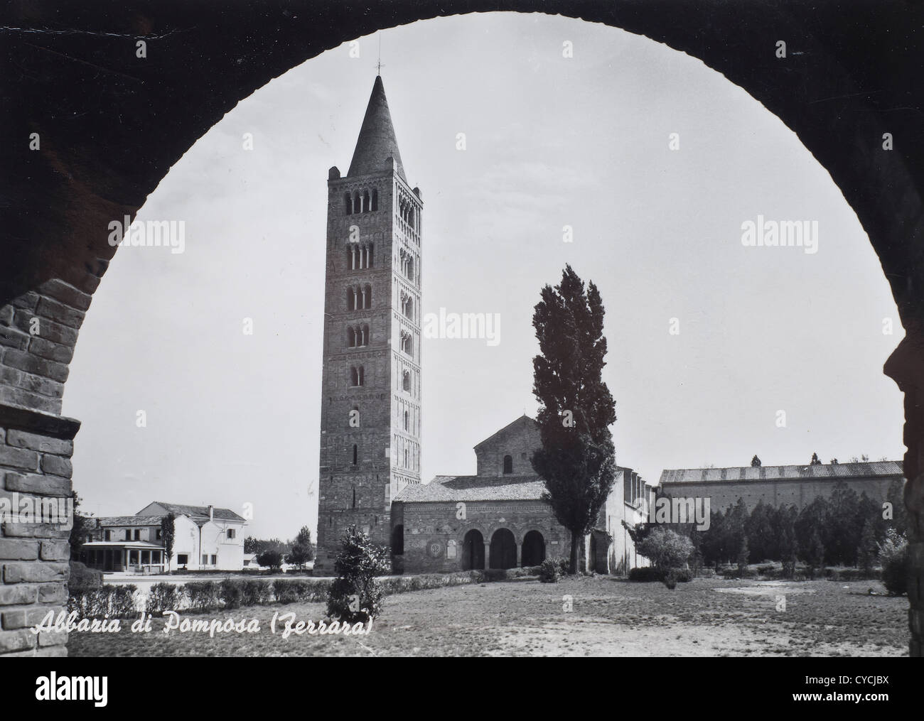 Une vue de Pomposa dans une vieille carte postale Banque D'Images