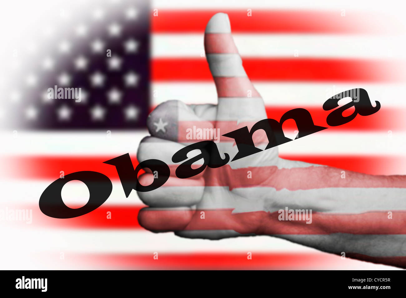 Thumbs up pour Barack Obama, le président Obama à la course présidentielle, remporte à la maison blanche, Obama gagne 2008 & 2012 USA élection Banque D'Images
