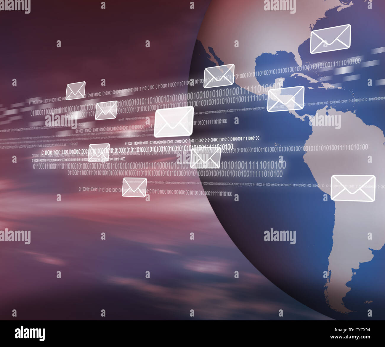 Symboles de message flottante par code binaire Banque D'Images