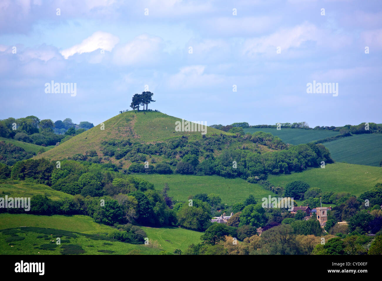 Campagne du Dorset, Symondsbury village et Colmer's Hill. Dorset UK Banque D'Images