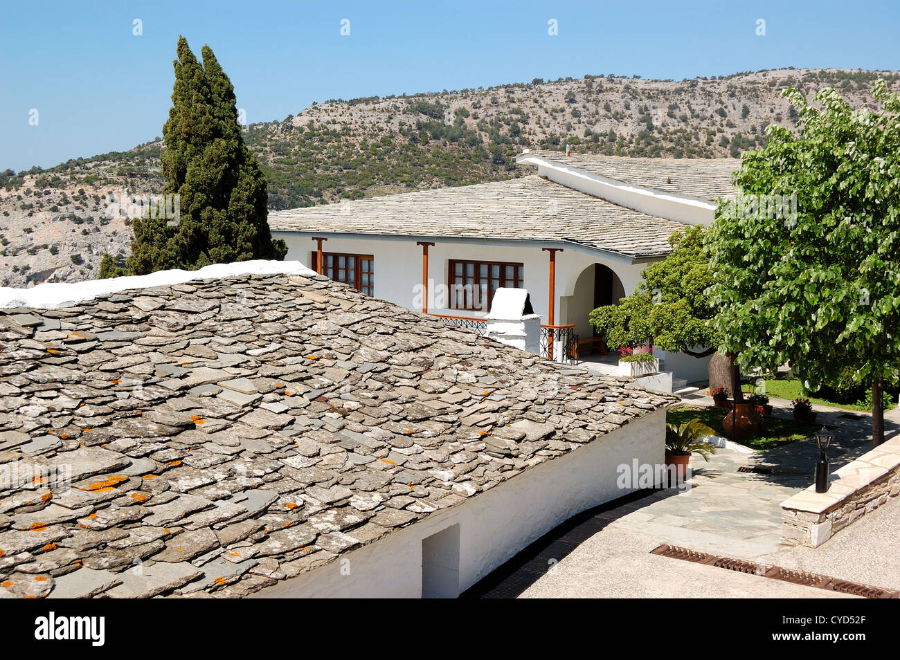 Le territoire de monastère de l'Archange Michael avec une partie de l'ongle Saint de la crucifixion de Jésus Christ, l'île de Thassos Banque D'Images