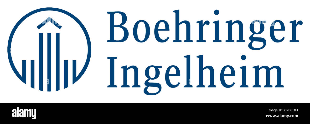 Logo de l'entreprise pharmaceutique allemande Boehringer Ingelheim avec siège à Ingelheim au bord du Rhin. Banque D'Images