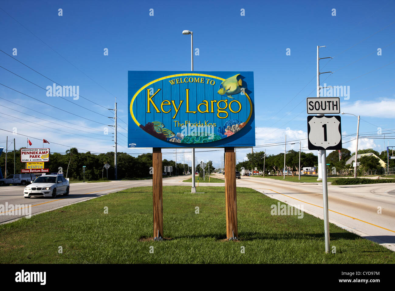 Us overseas highway route du sud à travers un key Largo florida keys usa Banque D'Images